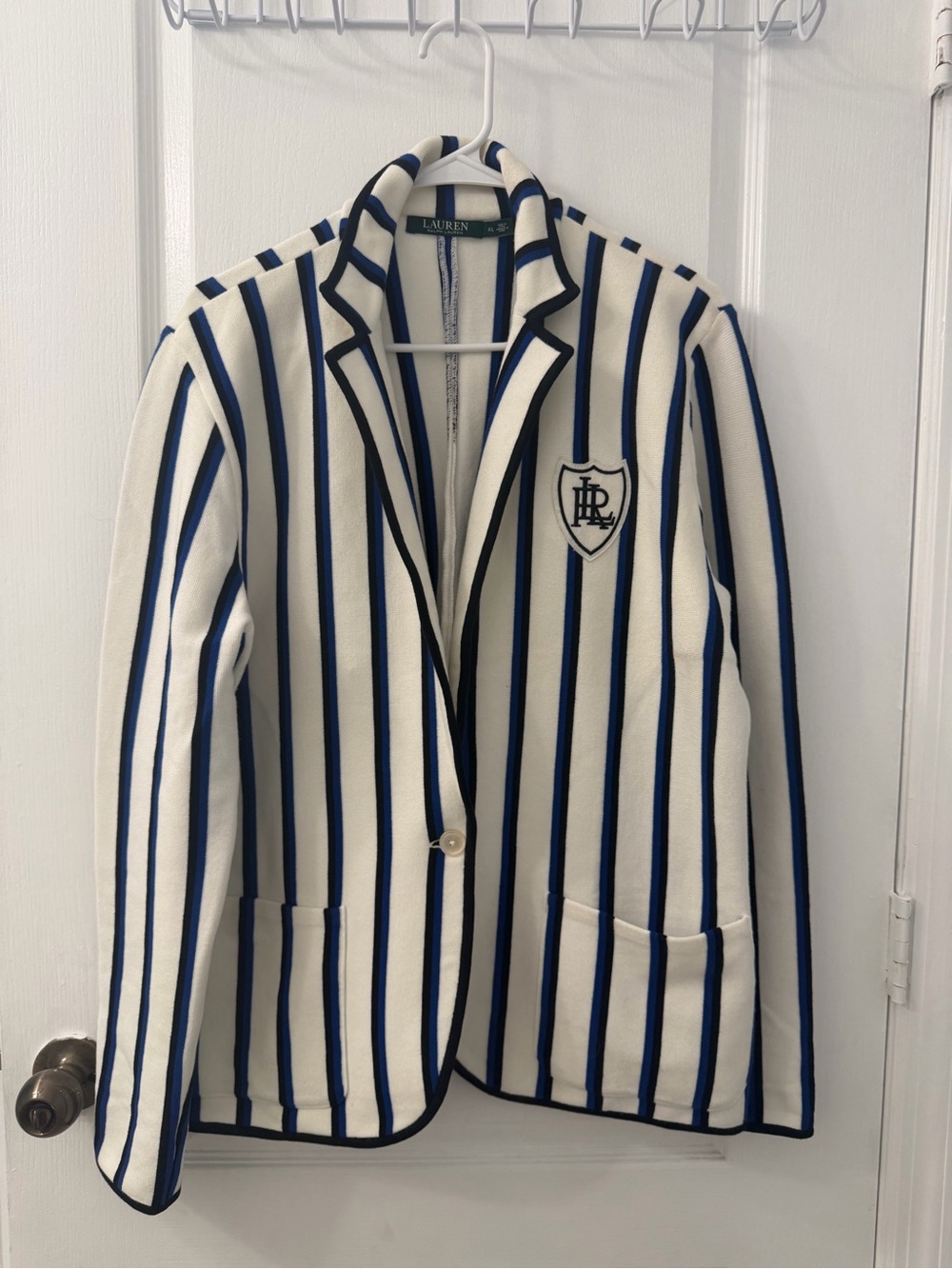 Lauren Ralph Lauren Bullion-Patch Women Striped Blazer (Size XL) - Picture 3 of 9